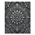 Metallic Silver Victorian Floral Engraving Rug