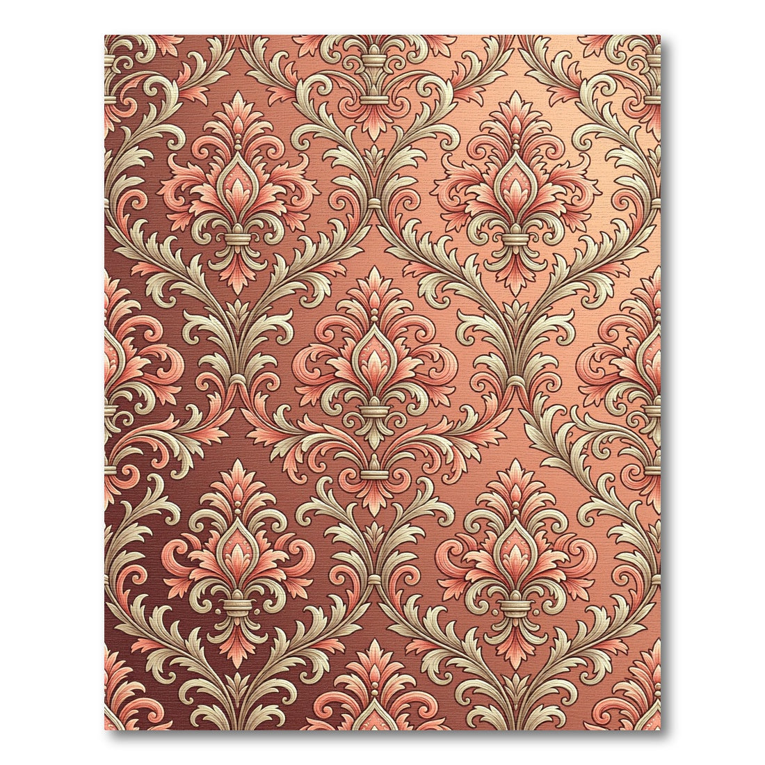Coral Pink Ornate Scroll Medallion Rug