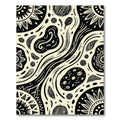 Cream Black Tribal Sunburst Swirl Rug