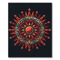 Radiant Crimson Geometric Sunburst Medallion Rug