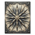 Aged Golden Starburst Compass Rose Rug