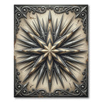 Aged Golden Starburst Compass Rose Rug