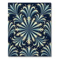 Navy Blue Cream Elegant Floral Swirl Rug
