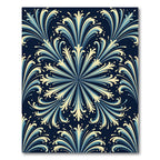 Navy Blue Cream Elegant Floral Swirl Rug
