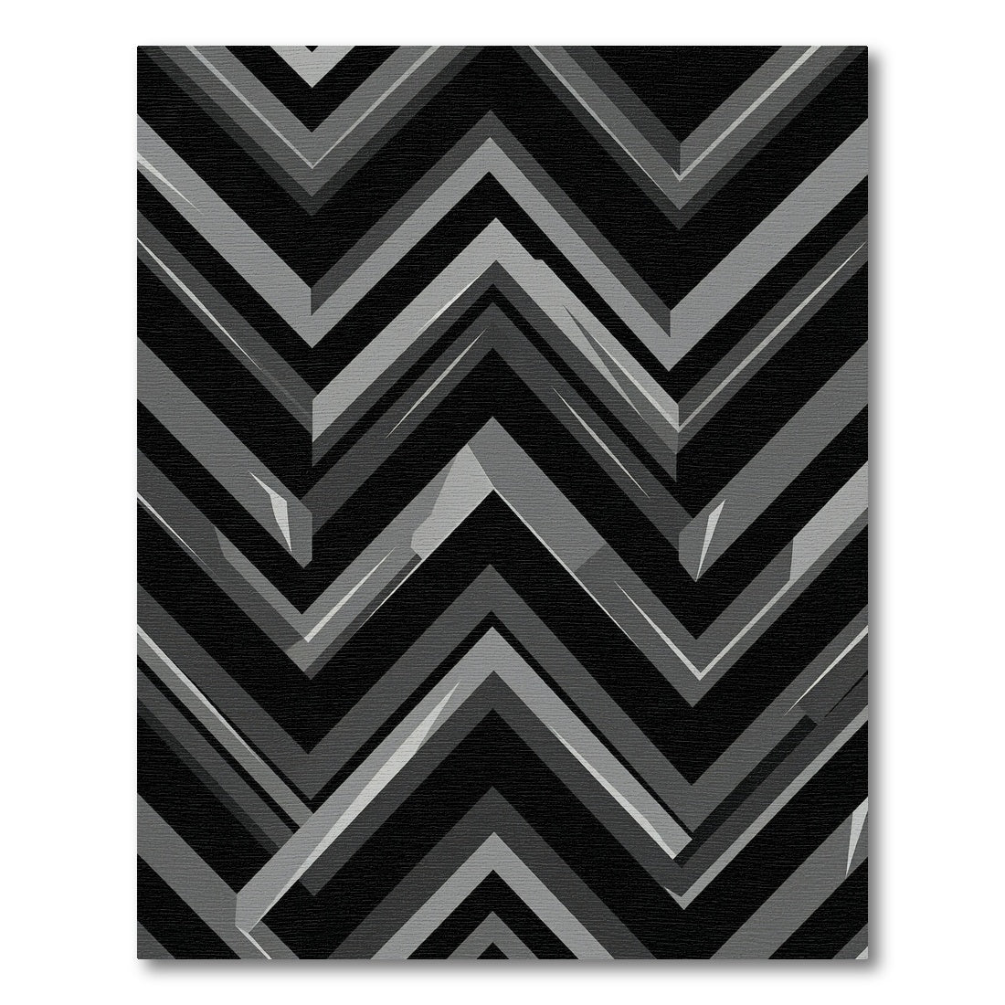 Modern Gray Monochrome Chevron Rug