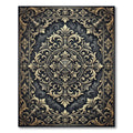 Ornate Golden Filigree Charcoal Damask Rug