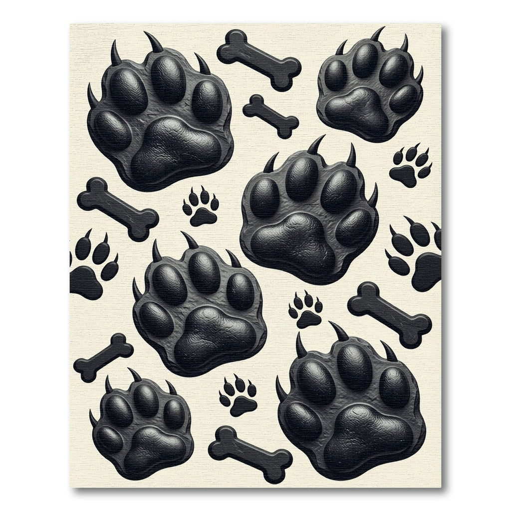 Black Claw Paw and Bone Graphic Rug