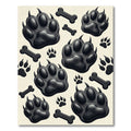 Black Claw Paw and Bone Graphic Rug