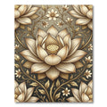 Elegant Golden Lotus Floral Art Rug