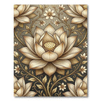 Elegant Golden Lotus Floral Art Rug