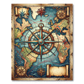 Vintage Nautical World Map Compass Art Rug