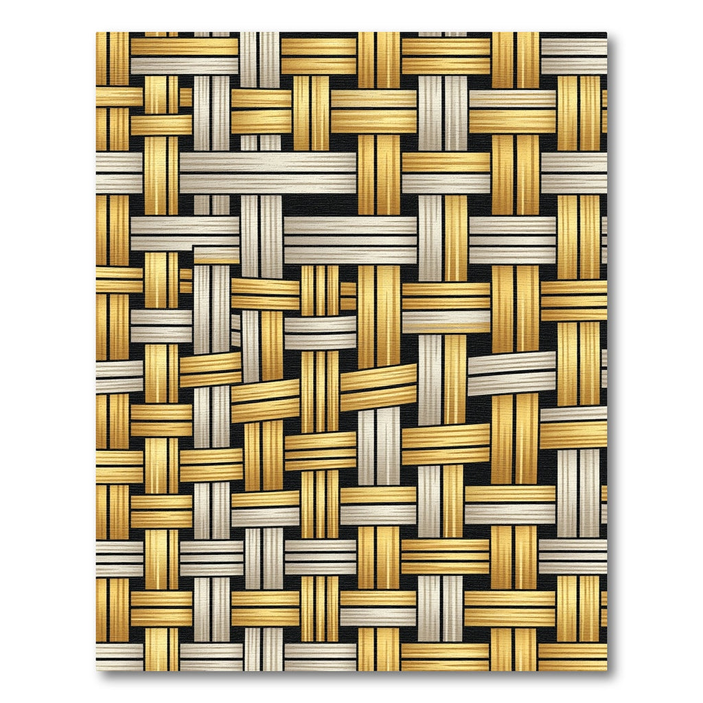 Golden Metallic Interwoven Woven Grid Rug
