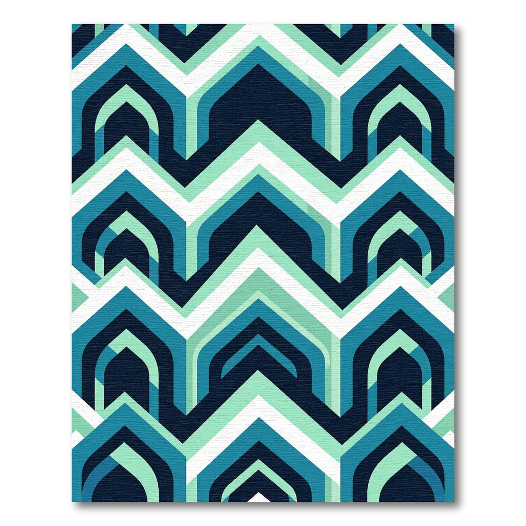 Deep Teal Arc Chevron Composition Rug