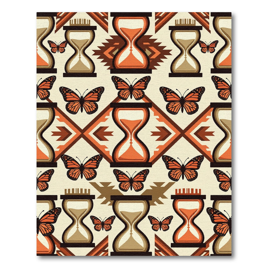 Terracotta Monarch Butterfly Hourglass Geometric Rug