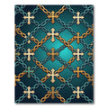 Gothic Gold Crosses and Teal Chainwork Rug