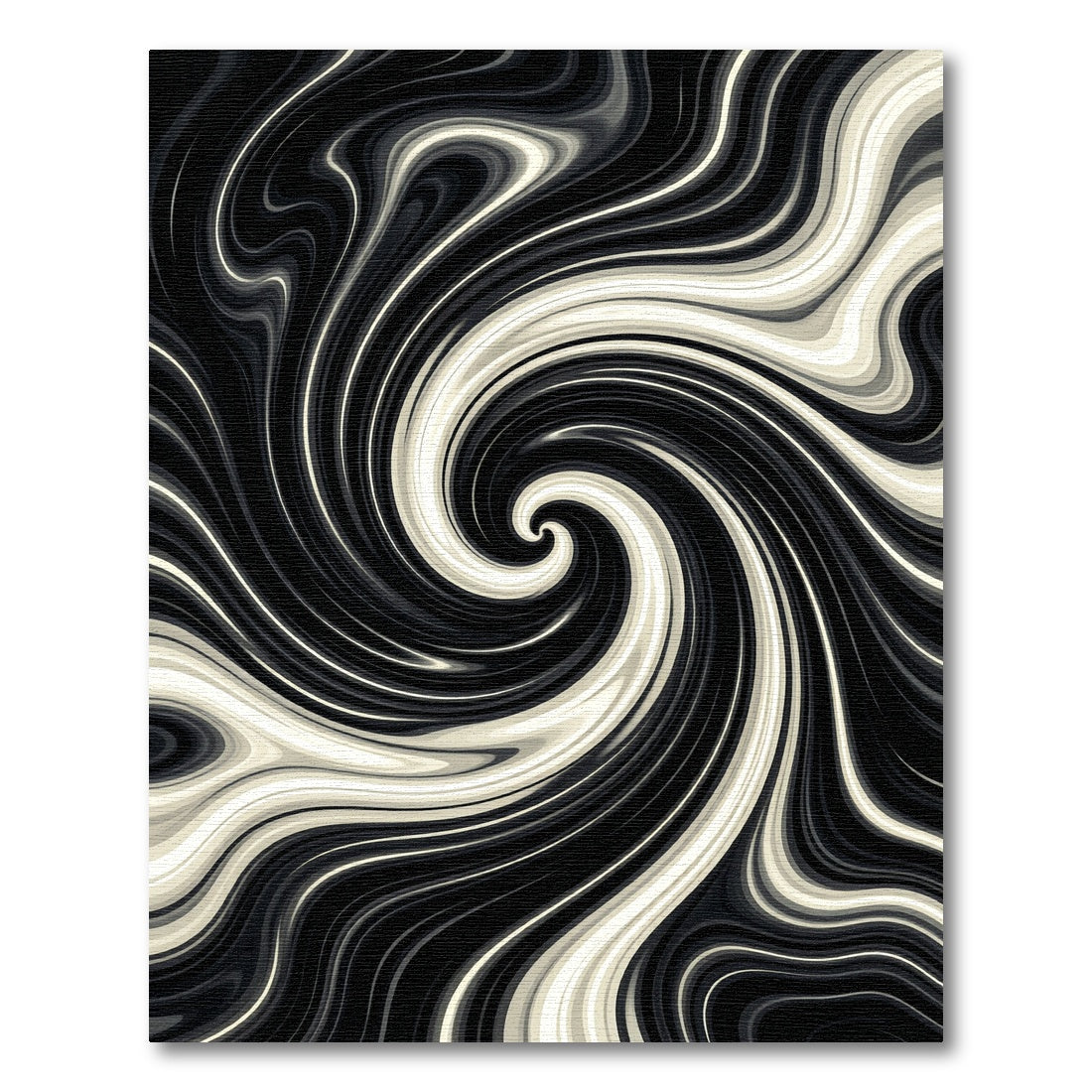 Monochrome Liquid Marble Swirl Rug