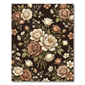 Vintage Dark Floral Botanical Rose Bouquet Rug