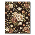 Vintage Dark Floral Botanical Rose Bouquet Rug