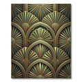 Art Deco Emerald Golden Fan Segment Rug