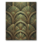 Art Deco Emerald Golden Fan Segment Rug