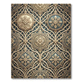Antique Teal Gold Floral Trellis Rug