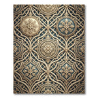 Antique Teal Gold Floral Trellis Rug