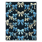 Elegant Blue Ribbon Bow Garland Rug