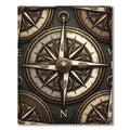 Vintage Bronze Nautical Compass Medallion Rug
