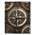 Vintage Bronze Nautical Compass Medallion Rug