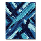 Deep Blue Abstract Brush Strokes Rug