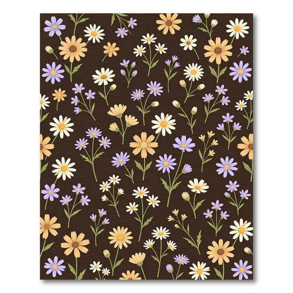 Daisies With Lilac Accents Dark Background Rug