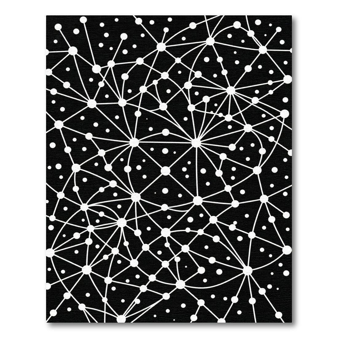 Contemporary Monochromatic Geometric Network Constellation Rug