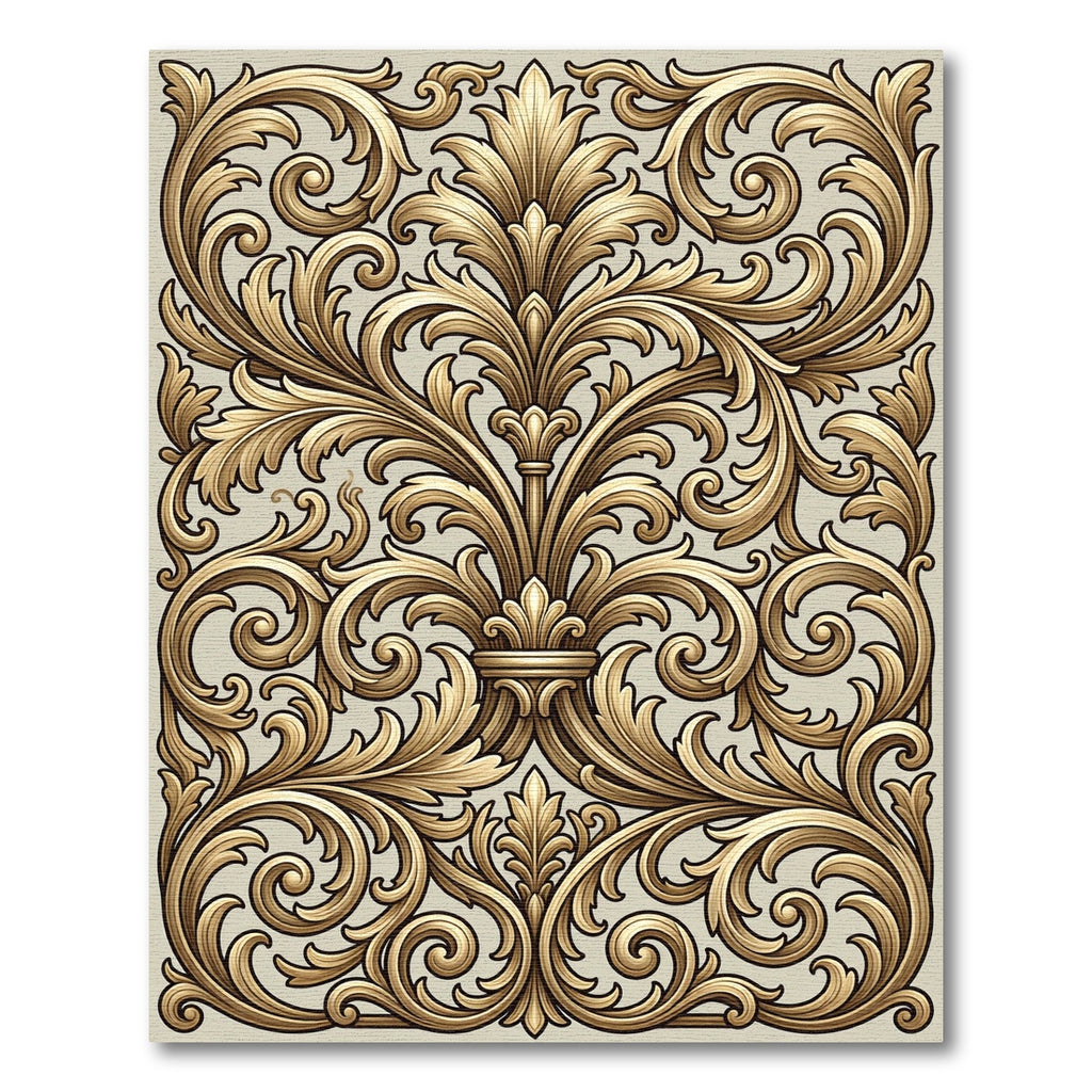 Ornate Gold Accanthus Scroll Rug