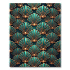 Art Deco Teal Gold Shell Radiance Rug