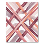 Geometric Coral and Plum Intersecting Lines Rug