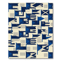 Geometric Navy Blue Maritime Flag Rug