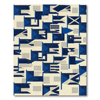 Geometric Navy Blue Maritime Flag Rug