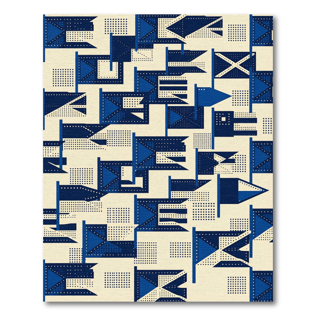 Geometric Navy Blue Maritime Flag Rug