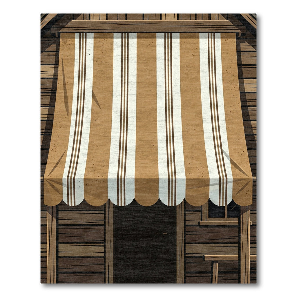 Rustic Earthy Tone Striped Awning Rug