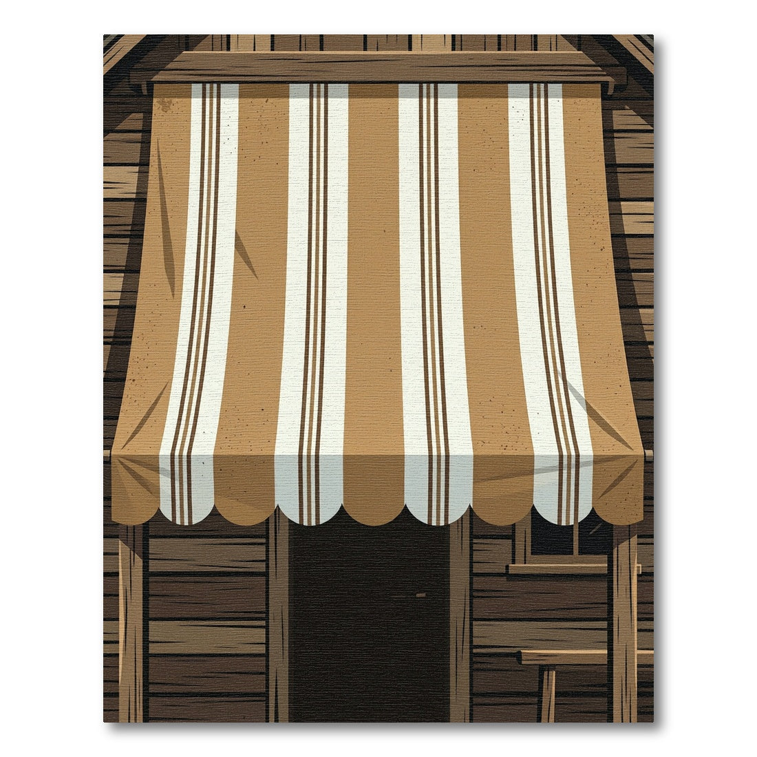 Rustic Earthy Tone Striped Awning Rug