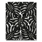 Dramatic Black Tropical Leaf Collage Rug