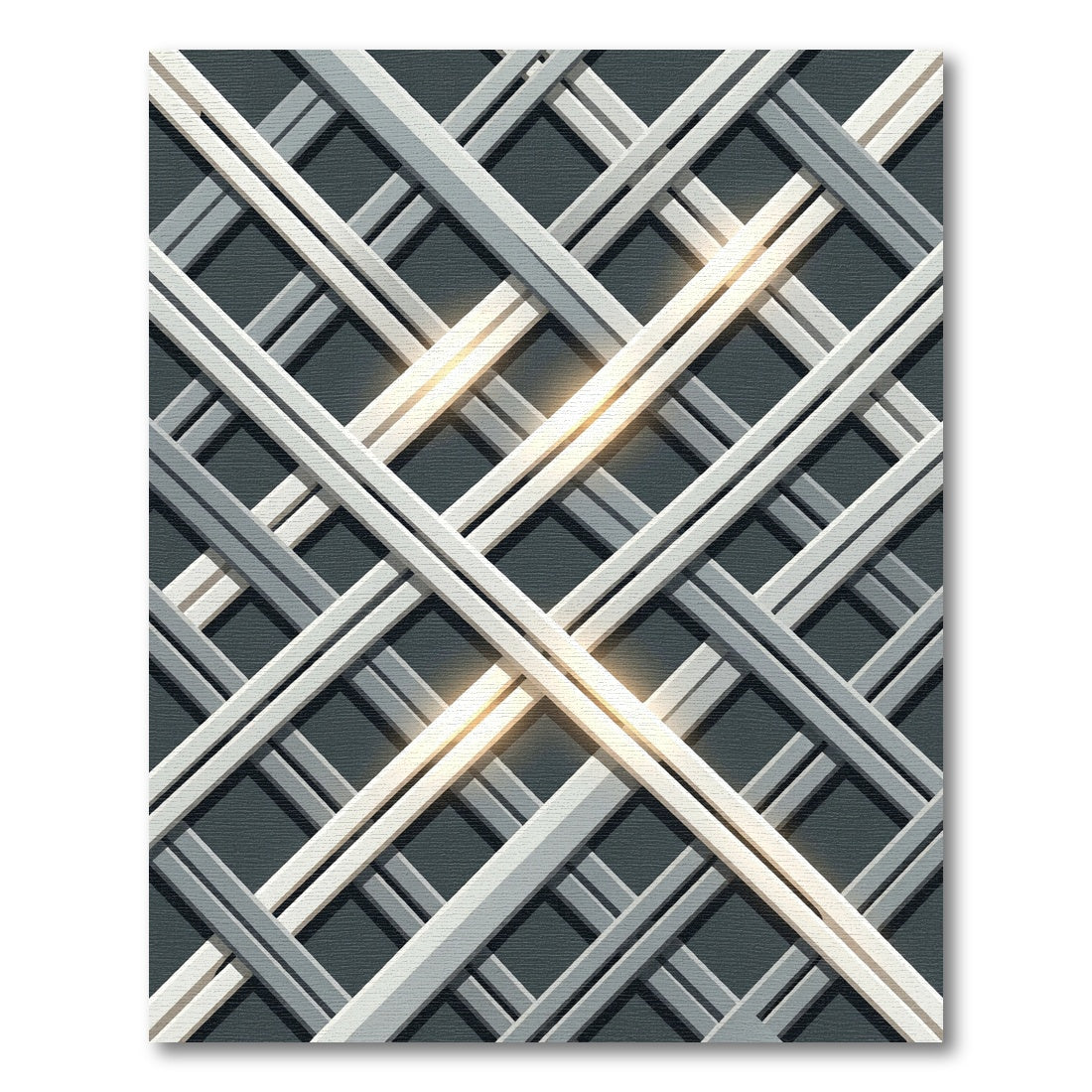 Modern Gray Intersecting Lines Rug