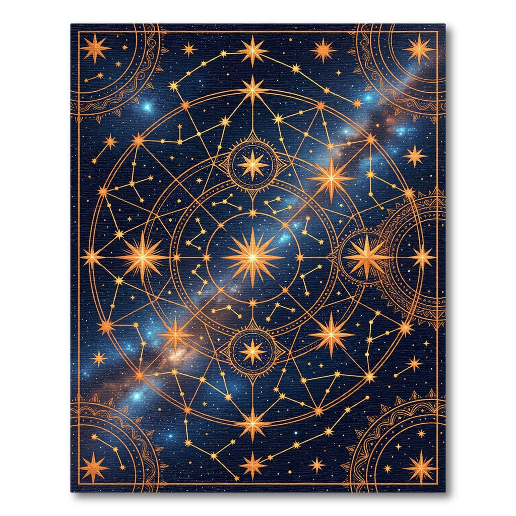 Golden Star Constellation Cosmic Galaxy Rug