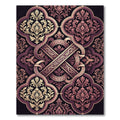 Elegant Damask Mauve Floral Scrollwork Rug