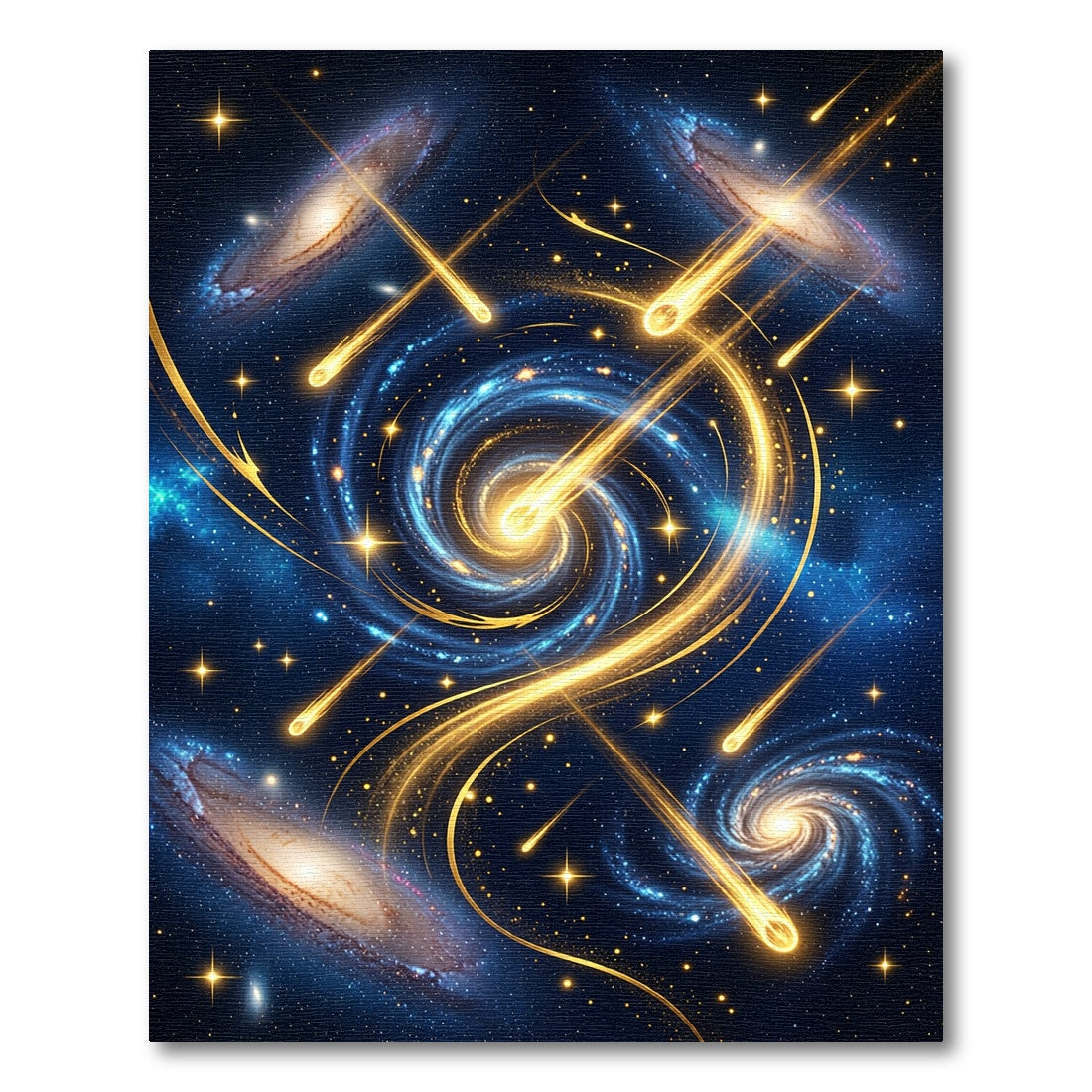 Celestial Gold Spiral Galaxy Art Rug