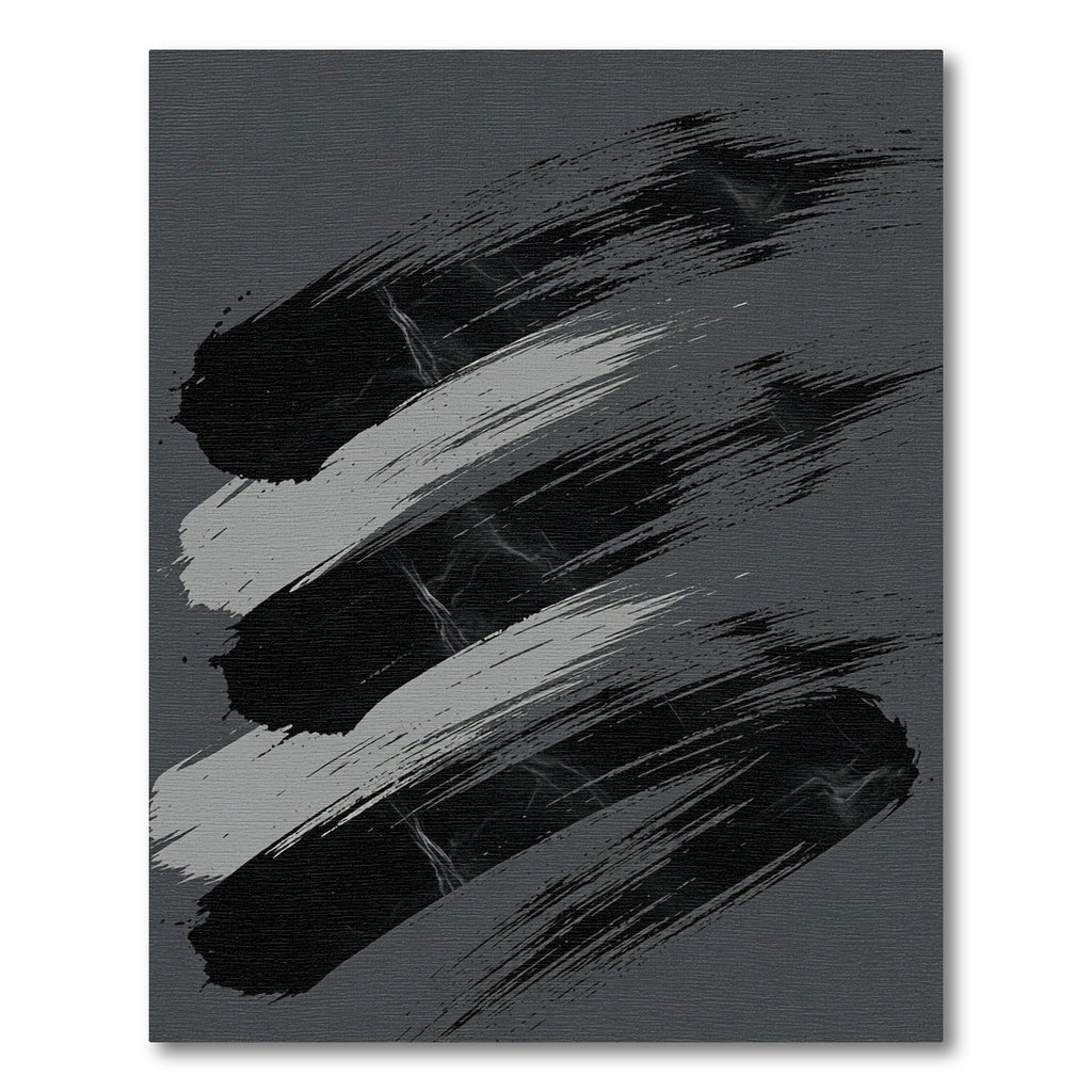 Modern Abstract Monochrome Brush Stroke Rug