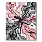 Crimson Black Swirling Ink Ballerina Rug