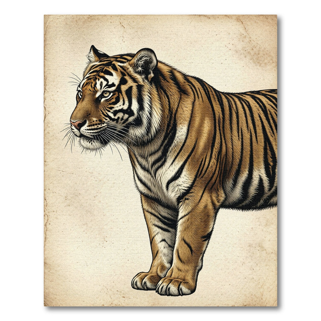 Majestic Feline Orange Striped Portrait Rug