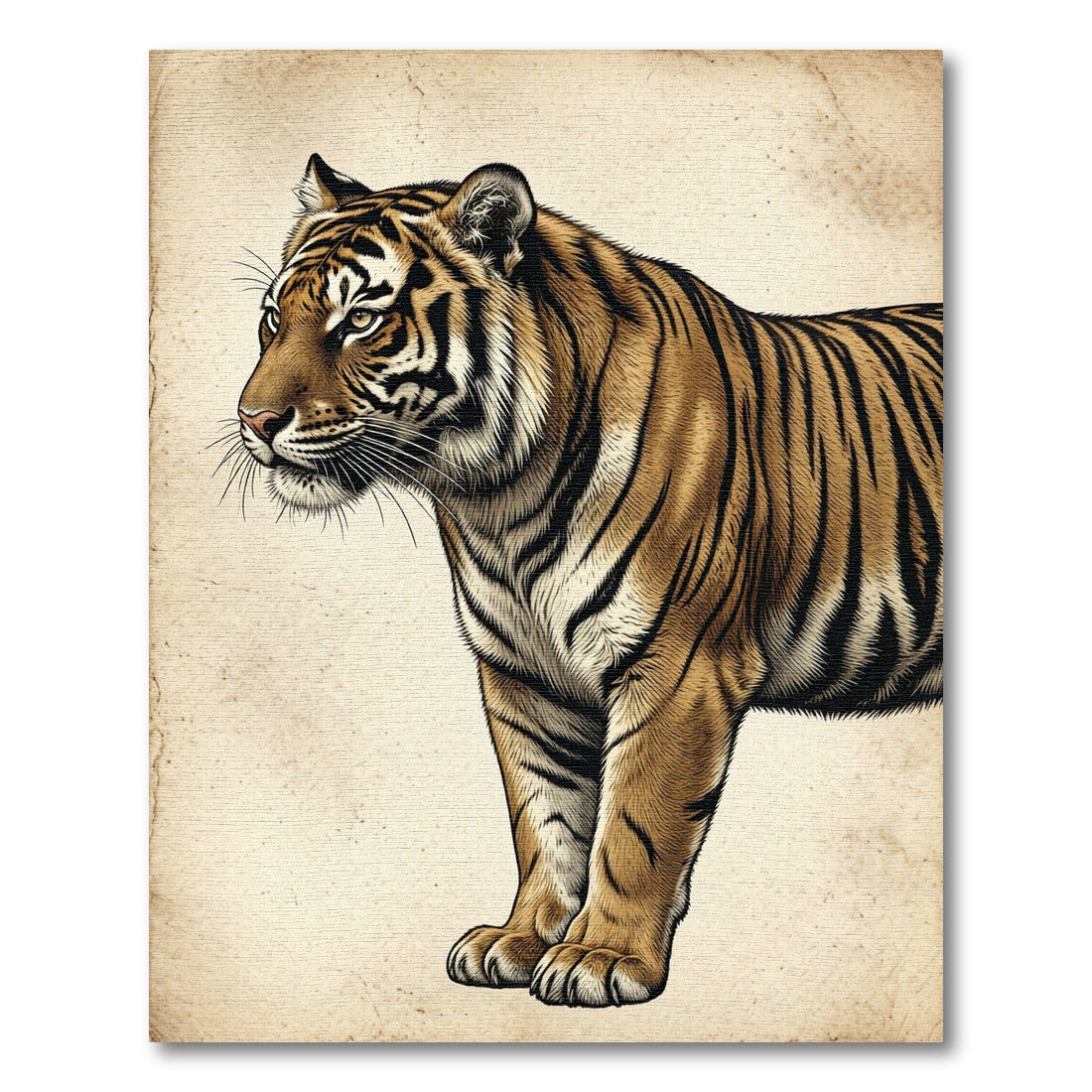 Majestic Feline Orange Striped Portrait Rug