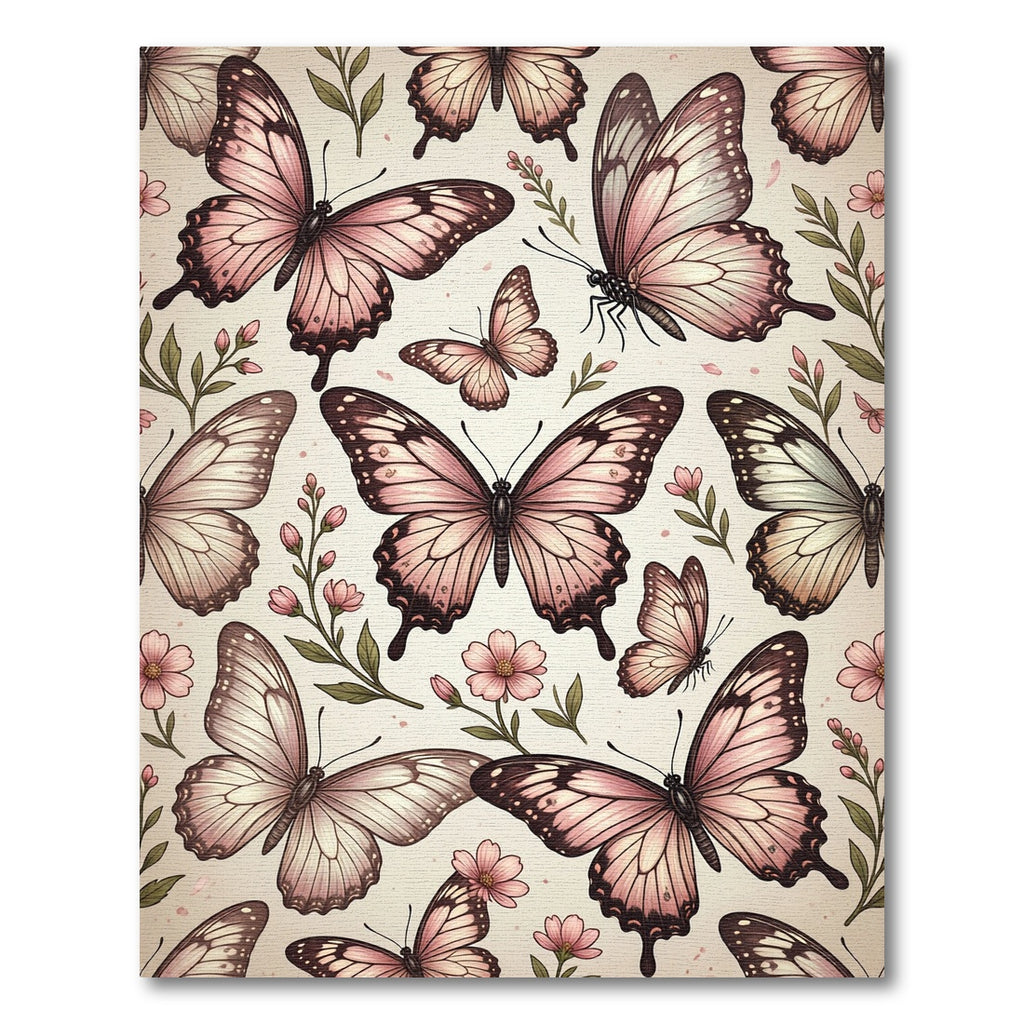 Blush Pink Butterfly Garden Meadow Rug